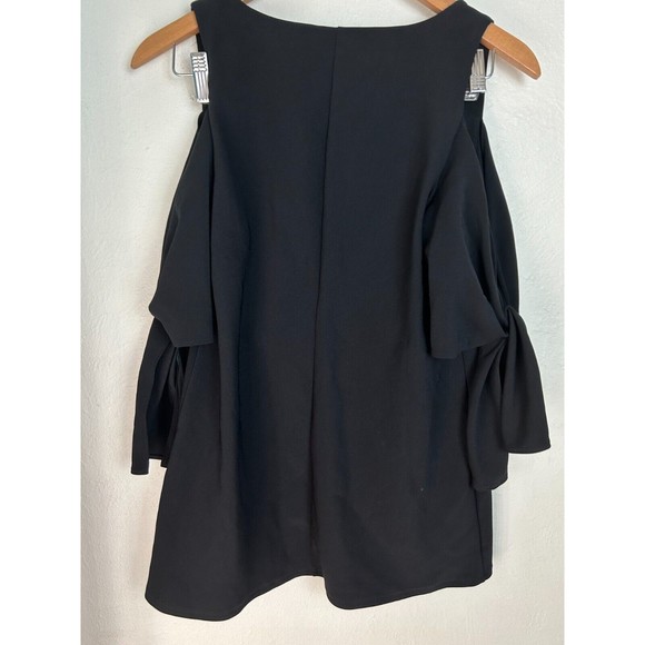Boston Proper Blouse Women’s Small Black Cold Shoulder Shirt Top Short Sleeve - Picture 6 of 12